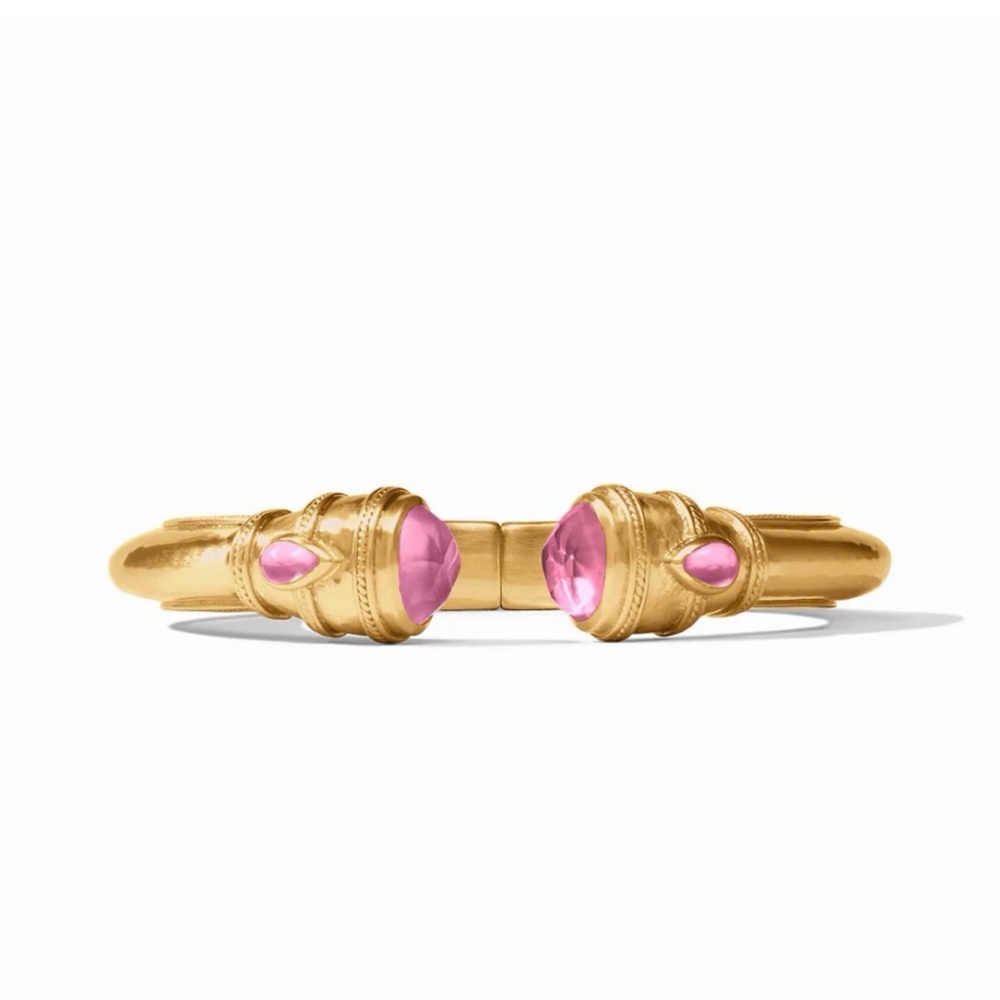 Gold-Tone Cuff Bracelet with Pink Gemstones